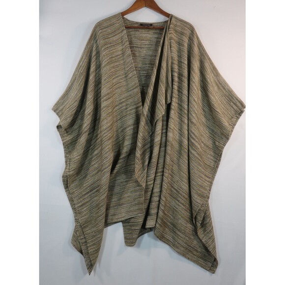 Eskandar Green Multi Striped Cotton Linen Kimono Coat Jacket Size 0 Lagenlook - Picture 5 of 16